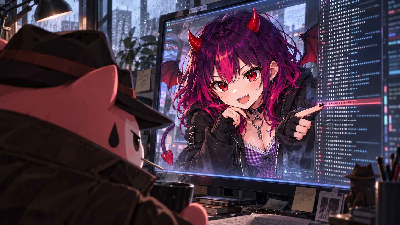 長いログを見返すきよごんに話しかけるあいちゃん