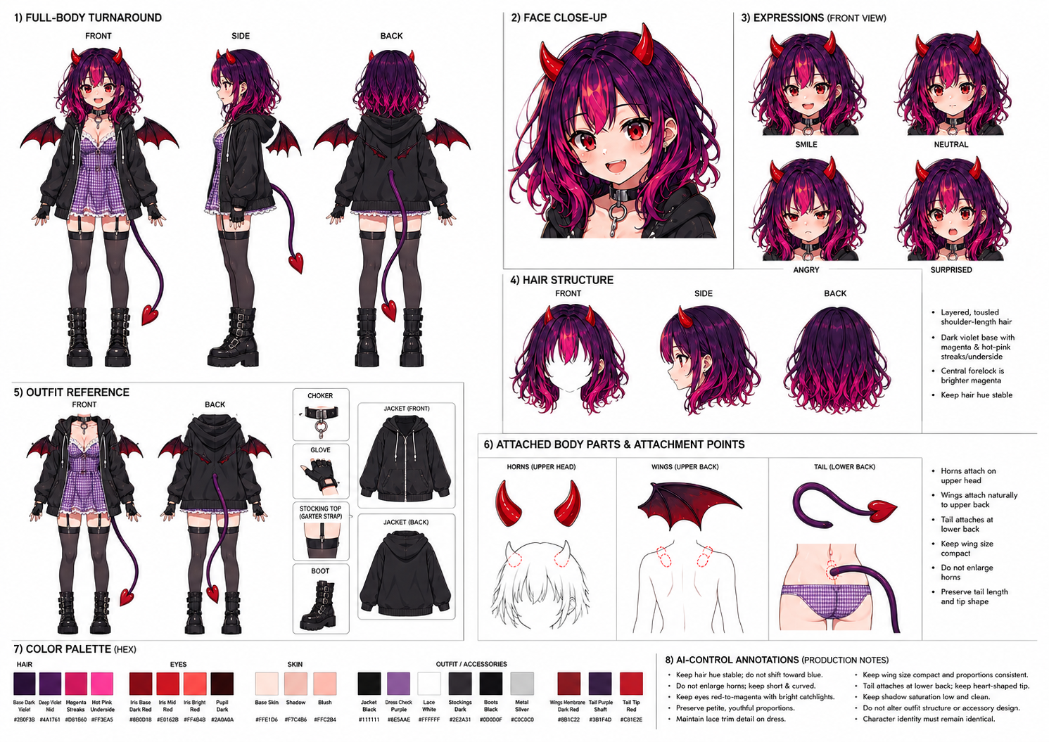 Aichan design sheet arranged as the source reference pack for image-arranger